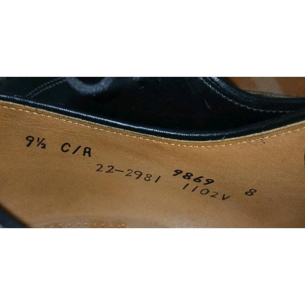 Johnston & Murphy Mens Leather Handcrafted Black Cap Toe Dress Shoes SZ 9.5 C134